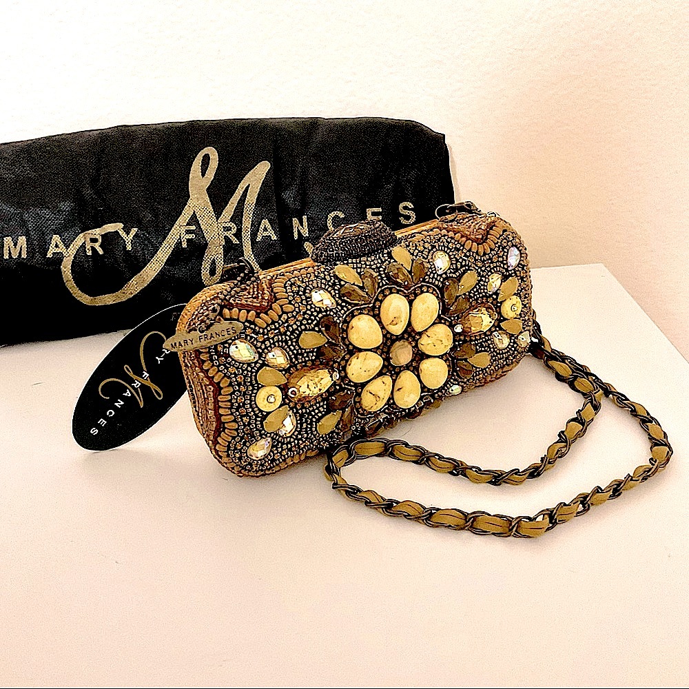 Vintage Mary Frances 11-352 Snakeskin Beaded Shoulder Clutch Bag